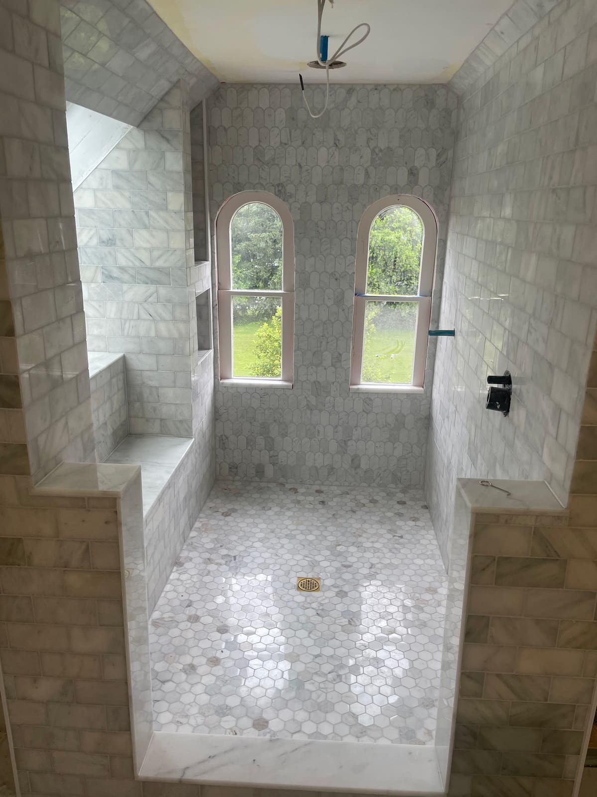 Carrara marble master bath